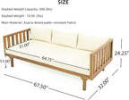 Merax Outdoor Solid Acacia Wood Daybed, 3 Seater Day Bed Couch Sofa - Image 2