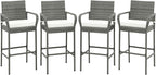 COSTWAY Wicker Bar Stools Set of 4, Patio Bar Height Chairs by COSTWAY