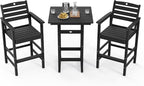 Patio Bar Table, Adirondack Chairs and Table 3 Pieces Set, Bar Height Chairs - Image 8