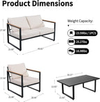 Outdoor Patio Furniture Sets of 4, Metal Patio Conversation Sets - Image 3