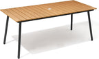 70" Patio Outdoor Dining Table for 4-6, Weather-Resistant Wood-Grain Top by VredHom