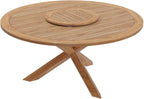 Modway Wellspring Outdoor Patio Round Teak Wood 63" Dining Table in Natural - Image 3