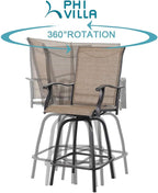 PHI VILLA 3 PCS Patio Swivel Bar Set Outdoor Furniture Bar Height Bistro Set - Image 3