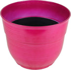 Garden Elements Indoor/Outdoor Glazed Brushed Happy Plastic Planter, Bright Pink - Image 2