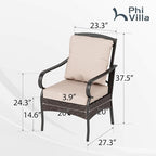 PHI VILLA Patio Dining Chairs Set of 2, Heavy Duty Outdoor Metal Wicker Dining - Image 2