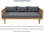 Merax Solid Acacia Wood Couch Chaise Lounge Chair Indoor, 3 Seater Daybed Sofa - Image 6