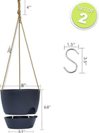 8 inch Hanging Planters, 2 Pack Self Watering Hanging Pots - Image 2