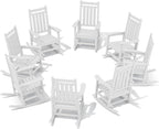 SERWALL HDPE Outdoor Rocking Chair Set of 8, Patio Rocking Chairs by SERWALL