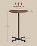 VASAGLE Round Cocktail Table, High Top Bar Pub Table - Image 3
