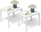 Crestlive Products Outdoor Side Table Set of 2, Aluminum Rectangular Side/End by CrestliveProducts