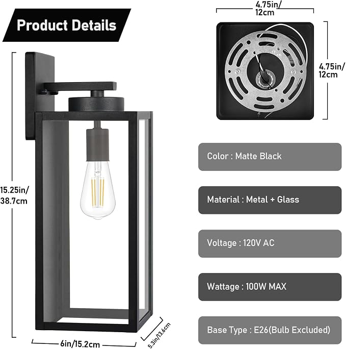 Large Size Outdoor Wall Light Fixtures, Exterior Lighting Fixtures Porch - Image 6