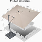 PURPLE LEAF Patio Umbrella 9' X 11.5' Rectangle Cantilever Umbrella Large - Image 9