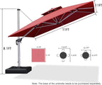 PURPLE LEAF Patio Umbrella 11 Feet Double Top Deluxe Square Offset Hanging - Image 8