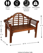 Plow & Hearth Weatherproof Lutyens Eucalyptus Wood Garden Bench | Foldable - Image 3
