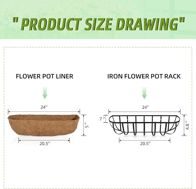 hehimhis Balcony Planters Railing Hanging 24inch 4 Pack Window Planter Box - Image 4