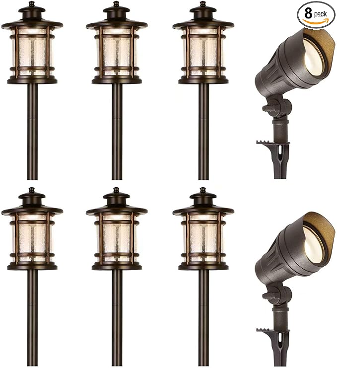 hykolity 8 Pack Low Voltage LED Landscape Kits, 12V-24V Pathway Flood Light Kits by hykolity