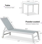 PURPLE LEAF Patio Lounge Chair 2 Pieces White Aluminum Outdoor Chaise Lounge - Image 2