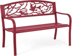 Giantex 50”Outdoor Bench with Cast Iron Backrest & Ergonomic Armrest, 600 lbs by Giantex