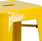 Flash Furniture Commercial Grade 30" High Backless Yellow Metal Indoor-Outdoor - Image 9
