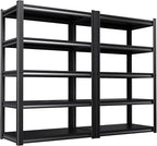 Set of 2 71"H-35"W All Metal Garage Shelving-2050LBS 5 Tier Storage Shelves by Unknown