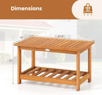 Tangkula Outdoor Acacia Wood Coffee Table, Patio 29.5” Rectangle Slatted 2 Tier - Image 3
