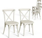 VINGLI Plastic Outdoor Dining Chairs Set of 2, Stackable Patio Cream White by VINGLI