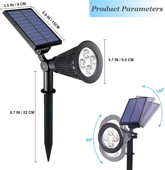 Solar Lights Outdoor Waterproof, 4 LED Landscape Lights, 2 in 1 LED Solar - Image 4