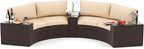 Tangkula 5 Pieces Patio Furniture Set, PE Rattan Half-Moon Curved Sectional by TANGKULA