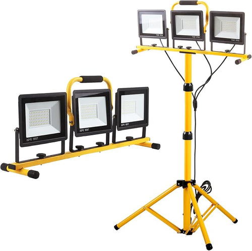 22000 Lumen Work Lights with Stand, 3 Head Portable LED Work Light, with by GUWELL