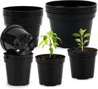 4/6/8 Inch Black Plant Nursery Pots, 15 Pack, Thickened Plastic by RooTrimmer