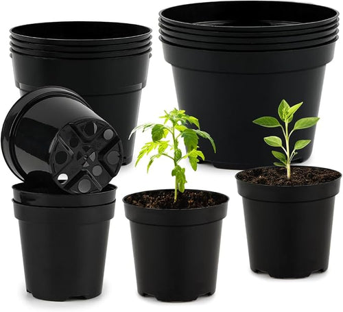4/6/8 Inch Black Plant Nursery Pots, 15 Pack, Thickened Plastic by RooTrimmer