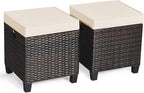 Tangkula 2 Pieces Outdoor Patio Ottoman, All Weather Rattan Wicker Ottoman Seat by TANGKULA