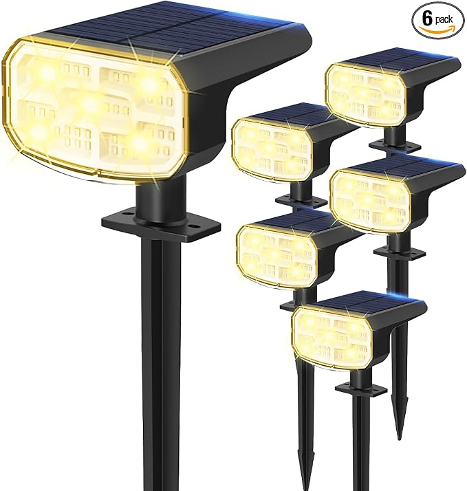 DAMINY Solar Spotlights Waterproof IP65, Auto On/Off, 3000K 2 Lighting Modes by DAMINY