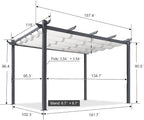 PURPLE LEAF 10' x 10' Aluminum Outdoor Pergola Wind-Resistant Retractable - Image 2