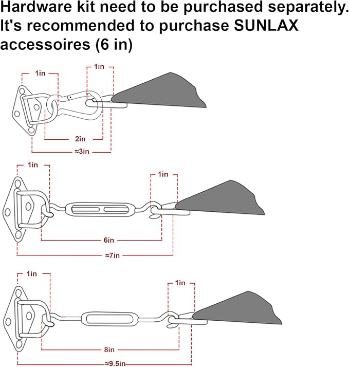 SUNLAX Sun Shade Sail 10' x 15' x 18' Butter Cream Rectangle Canopy Sail Shade - Image 3