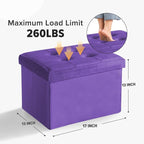 Storage Ottoman Folding Foot Stool Velvet Foot Rest - Image 2