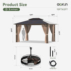 Aoxun 10'x12' Hardtop Gazebo, Aluminum Frame Permanent Pavilion - Image 3