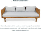 Merax Solid Acacia Wood Couch Chaise Lounge Chair Indoor, 3 Seater Daybed Sofa - Image 6