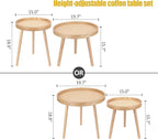 Round Coffee Table Set of 2, Natural Boho Coffee Tables, Small Mid Century - Image 3
