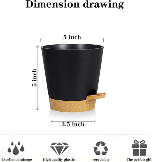 5 Pack 5 inch Self-Watering Pots, African Violets Planter - Image 2