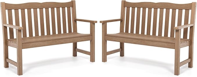 Stoog Outdoor Benches Set of 2, 2-Person Poly Lumber Garden Bench by Stoog