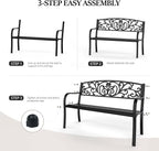 VINGLI Outdoor Bench for Patio Metal Garden Bench w/PVC Back Pattern - Image 6