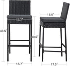 ECOTOUGE Outdoor Bar Stools, Wicker Woven Patio Stools & Patio Bar Chairs - Image 3