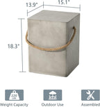 COSIEST Concrete Side Table, Rectangular Outdoor Side Table w Hemp Rope Handles - Image 2
