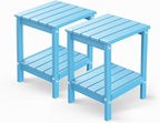 GREENVINES Adirondack-Outdoor-Side-Table | Set of 2 | 14 x 13 Inches | HDPE by GreenVines