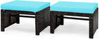 Tangkula 2 Pieces Patio Rattan Ottomans, All Weather Outdoor Footstool Footrest by TANGKULA