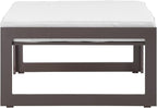 Modway Fortuna Aluminum Outdoor Patio Ottoman in Brown White - Image 2
