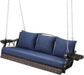 3-Person Wicker Porch Swing Chair Heavy Duty 900 LBS Outdoor Rattan Patio Swing by zzw