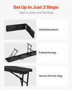 VEVOR Plastic Folding Bench, 6 ft Portable Bench - Image 6