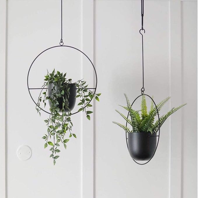 Hanging Planter for Indoor Outdoor Plants Metal Mid Century Minimalist Wall - Image 5